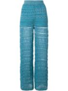 M Missoni Metallic Knit Straight Trousers, Women's, Size: 38, Blue, Polyamide/polyester/metallic Fibre/polyester