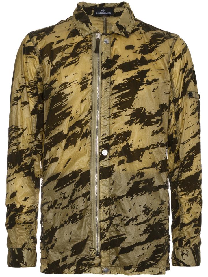 Stone Island Shadow Project Camouflage Print Shirt Jacket - Green