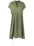 Jil Sander Navy Tie Waist Dress - Green