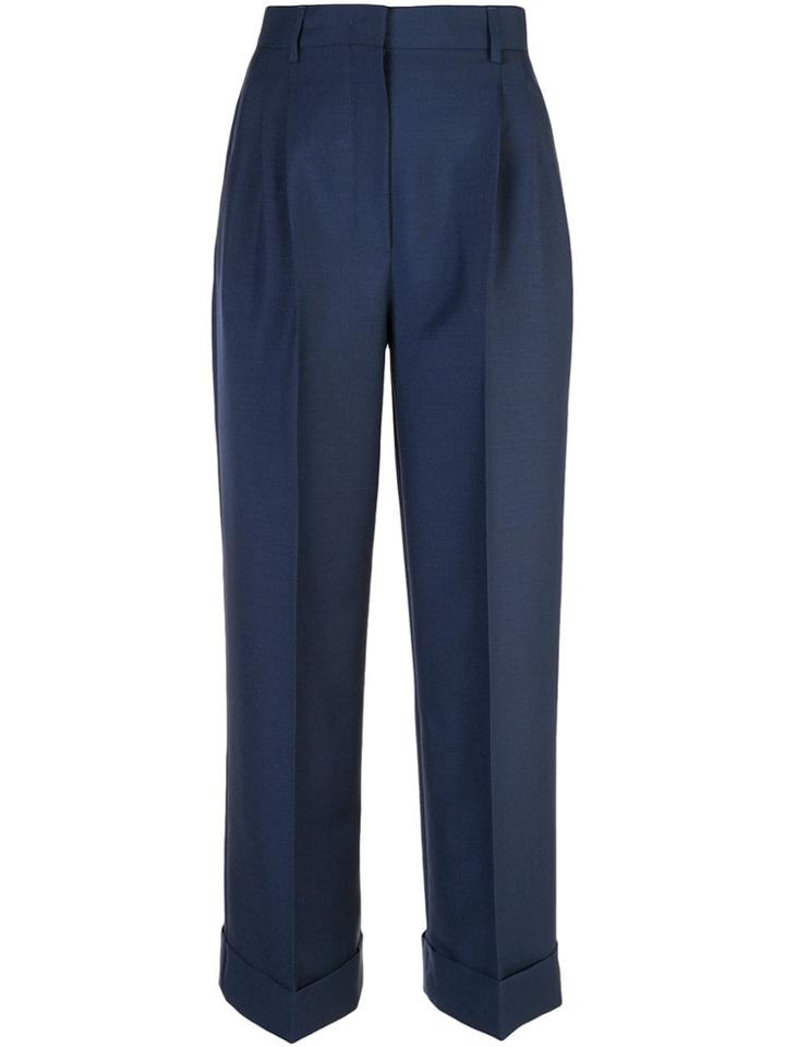 Fendi Pleated Wool Trousers - Blue