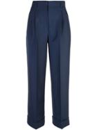 Fendi Pleated Wool Trousers - Blue