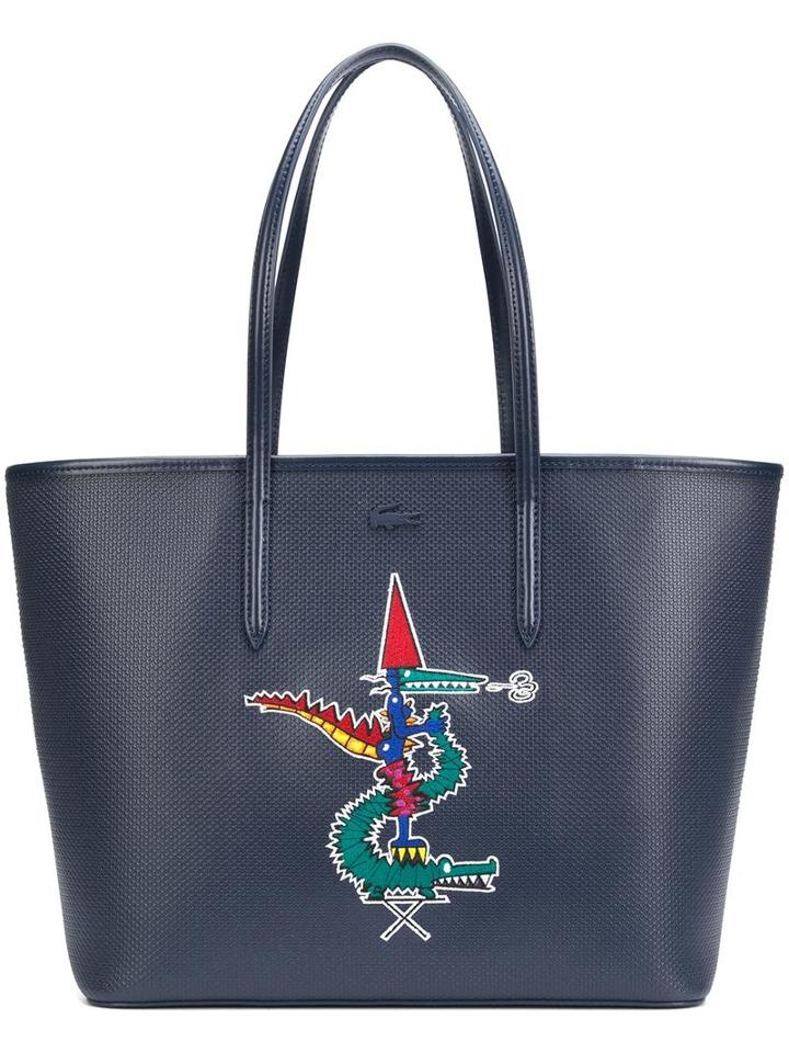 Lacoste Large Alligator Motif Tote, Women's, Blue