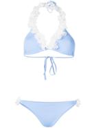 La Reveche Floral Appliqué Bikini Set - Blue