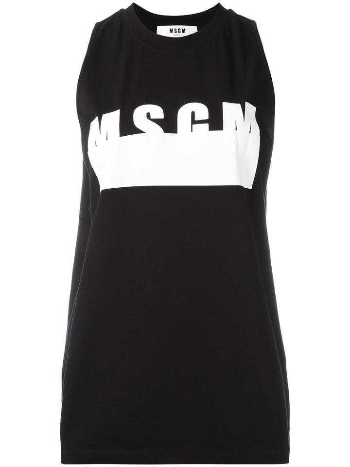 Msgm Logo Print Vest, Women's, Size: Xs, Black, Cotton