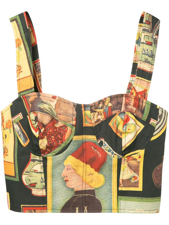 Simon Miller - Printed Bodice Top - Women - Cotton - 1, Nude/neutrals, Cotton