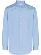 Comme Des Garçons Shirt Panel Design And Raw Edge Cotton Shirt - Blue