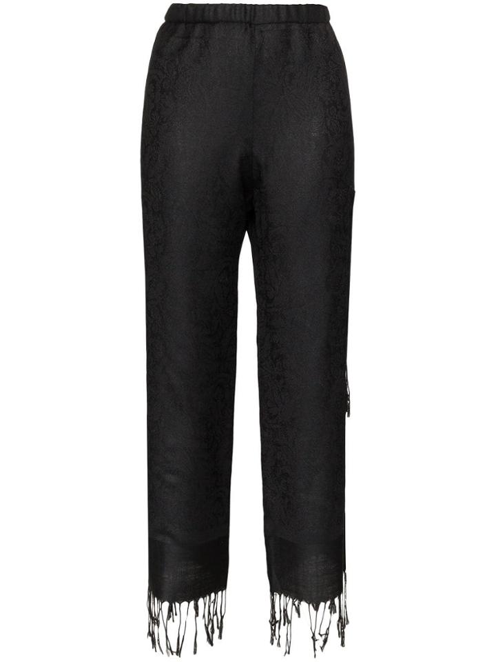 Collina Strada Jacquard Tassel Cropped Trousers - Black