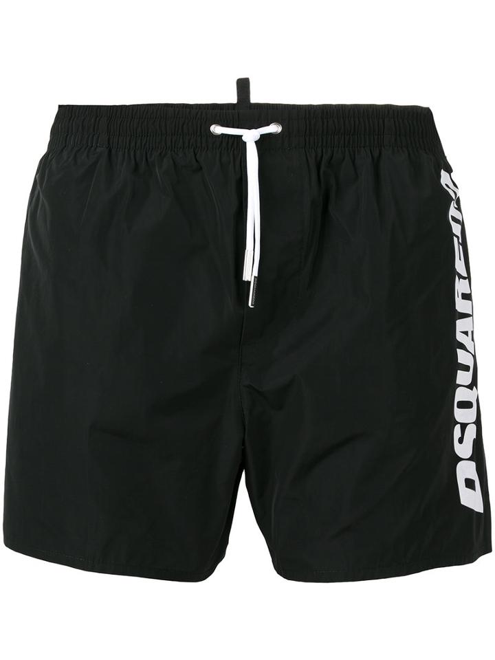 Dsquared2 Side Logo Swim Trunks, Men's, Size: 48, Black, Polyester