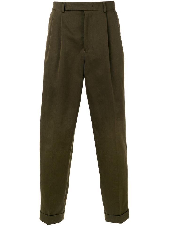 Paul Smith - Pleated Detail Tailored Trousers - Men - Cotton/linen/flax - 32, Green, Cotton/linen/flax