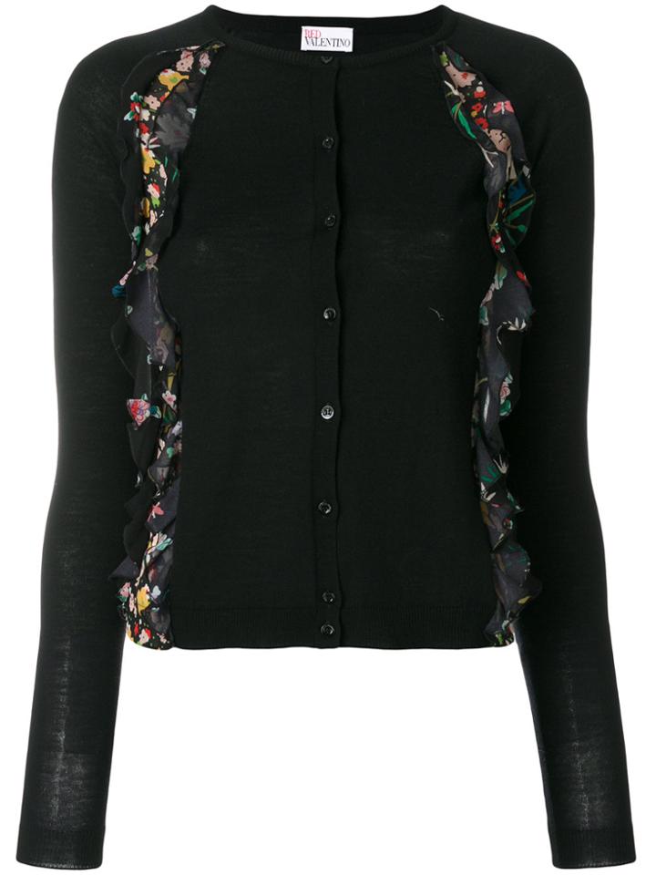 Red Valentino Ruffle Trim Cardigan - Black