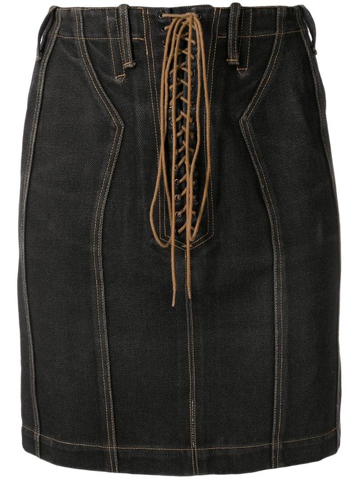 Alaïa Pre-owned High-waist Denim Skirt - Black