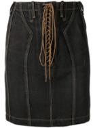 Alaïa Pre-owned High-waist Denim Skirt - Black