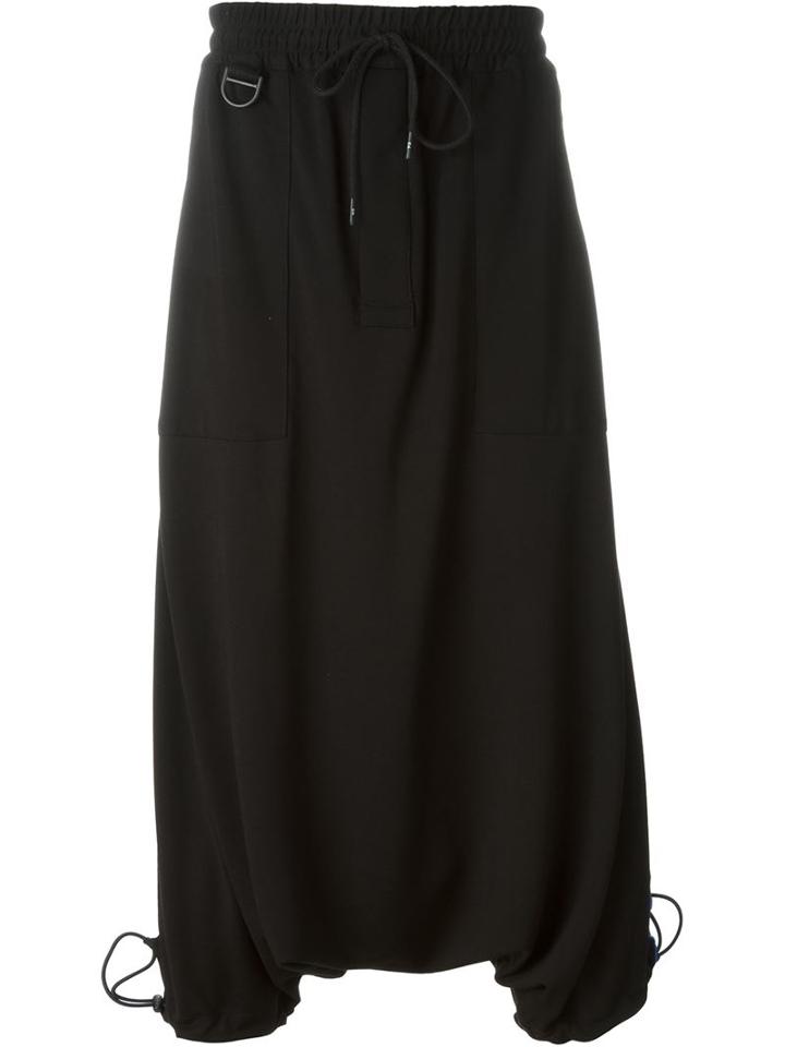 Y-3 Drop Crotch Track Pants, Men's, Size: L, Black, Nylon/polyurethane/viscose