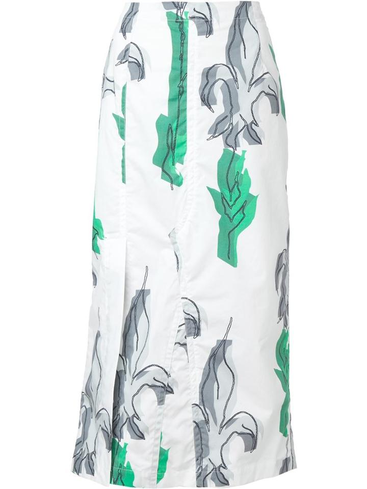 Julien David Mid-length Skirt, Women's, Size: Large, White, Cotton