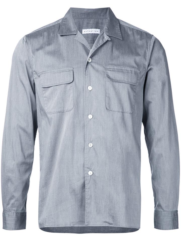Estnation - Patch Pocket Shirt - Men - Cotton/nylon/polyurethane - M, Grey, Cotton/nylon/polyurethane