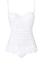 Tory Burch Embroidered Flower Swimsuit - White