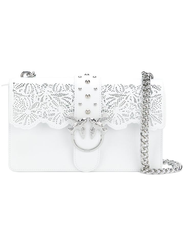 Pinko Laser-cut Shoulder Bag - White