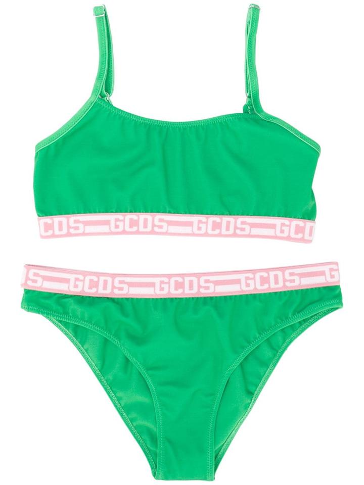 Gcds Kids Logo Trimmed Bikini Set - Green