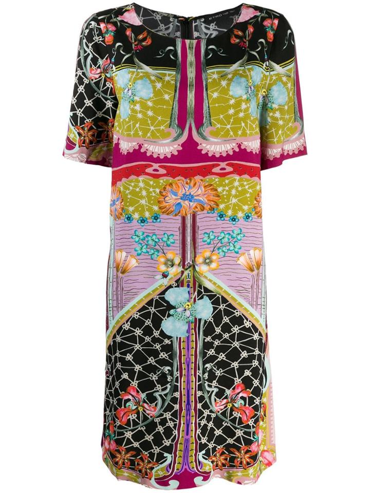 Etro Surrealist Garden Print Tunic Dress - Black