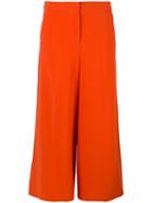 Boutique Moschino Cropped Wide Leg Trousers, Women's, Size: 40, Yellow/orange, Polyester/triacetate