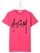 Msgm Kids Pink Logo T-shirt