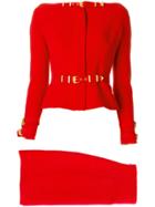 Versace Vintage Off-shoulders Skirt Suit - Red