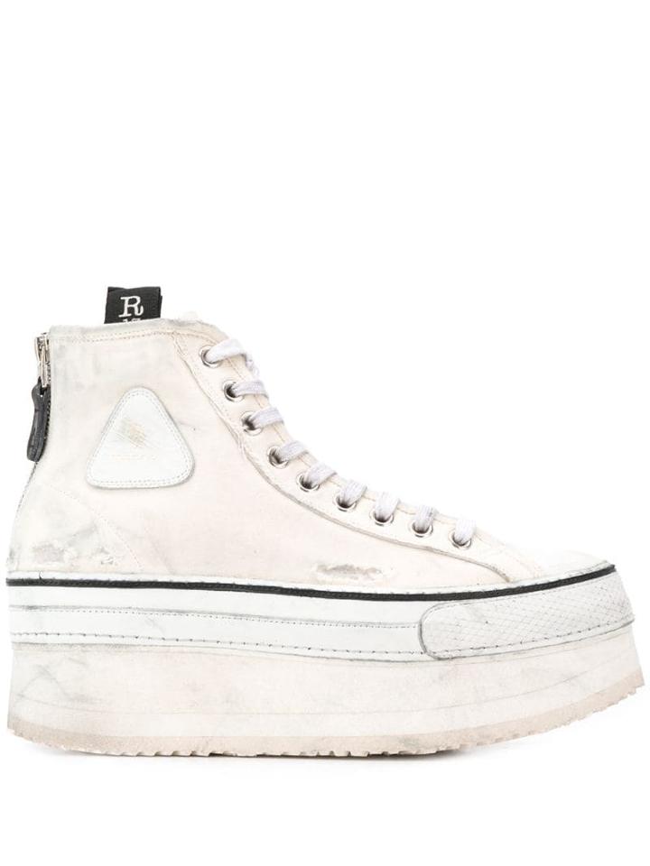 R13 Logo Platform Sneakers - White