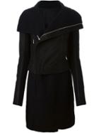Rick Owens Biker Panel Coat, Women's, Size: 38, Black, Lamb Skin/polyester/cupro/virgin Wool