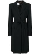 Moschino Vintage Belted Single-breasted Coat - Black