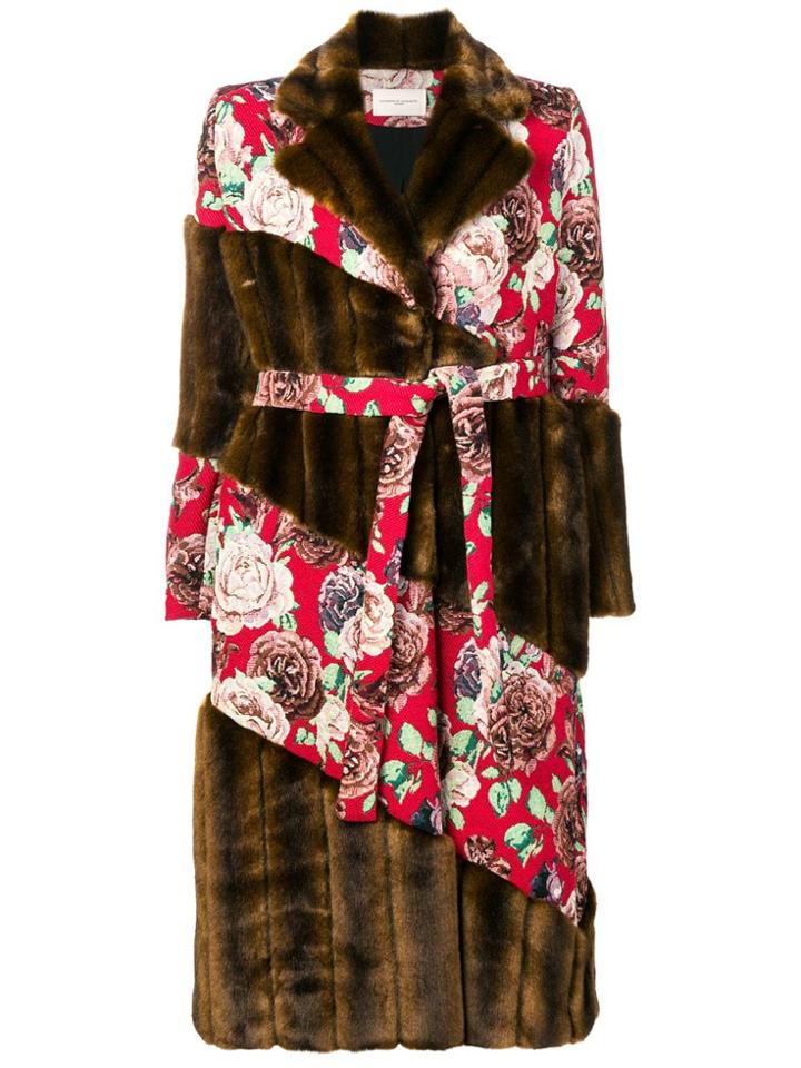 Giuseppe Di Morabito Faux Fur Floral Coat - Brown