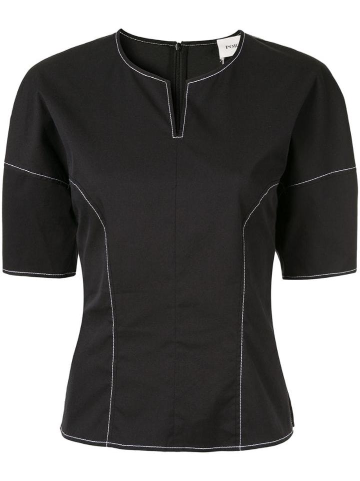Portspure Contrast Stitching Top - Black