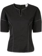 Portspure Contrast Stitching Top - Black