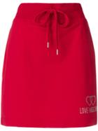 Love Moschino Logo Detail Jersey Skirt - Red