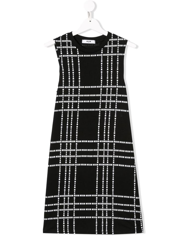 Msgm Kids Teen Logo Plaid Dress - Black