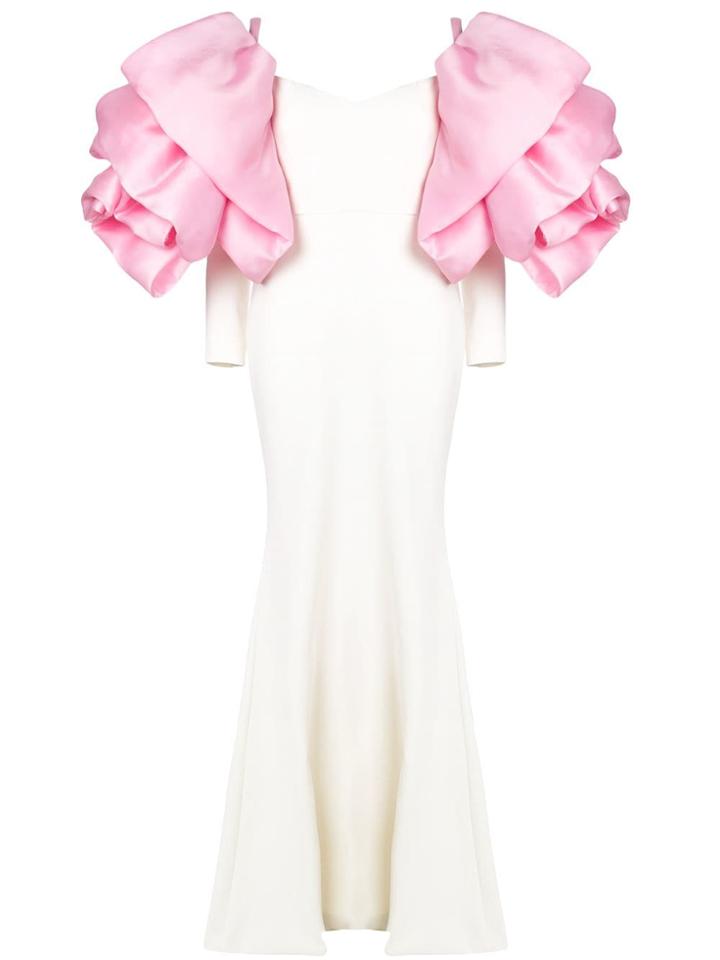 Christian Siriano Puff Sleeve Gown - White