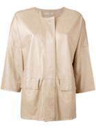 Desa 1972 High Shine Jacket, Women's, Size: 44, Nude/neutrals, Cotton/leather