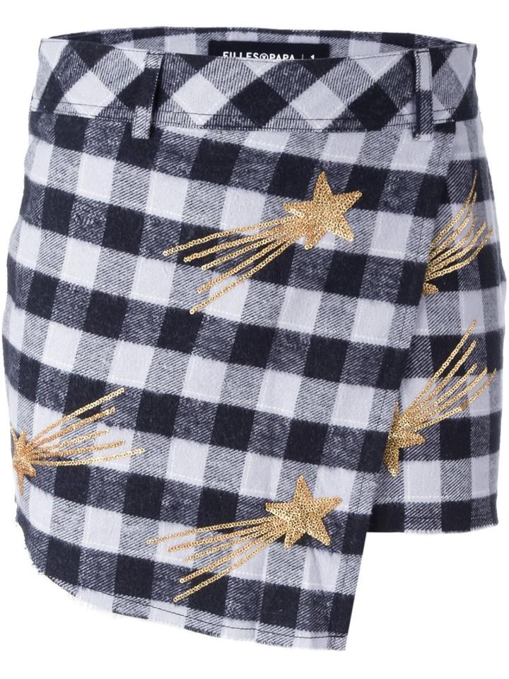 Filles A Papa 'lucky' Checked Skirt, Women's, Size: 2, Black, Cotton
