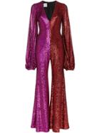 Halpern Allino V Neck Bell Sleeve Jumpsuit - Pink