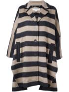 Stella Mccartney Oversize Striped Coat, Women's, Size: 38, Nude/neutrals, Cotton/polyamide/viscose/other Fibers