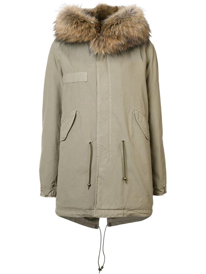Mr & Mrs Italy Collar Detail Parka Coat, Women's, Size: Xs, Green, Cotton/rabbit Fur