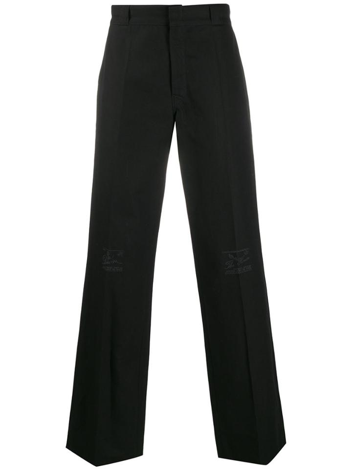 Raf Simons Embroidered Straight-leg Trousers - Black