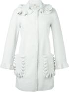 Fendi Detachable Collar Shearling Coat, Women's, Size: 40, Grey, Lamb Skin/lamb Fur