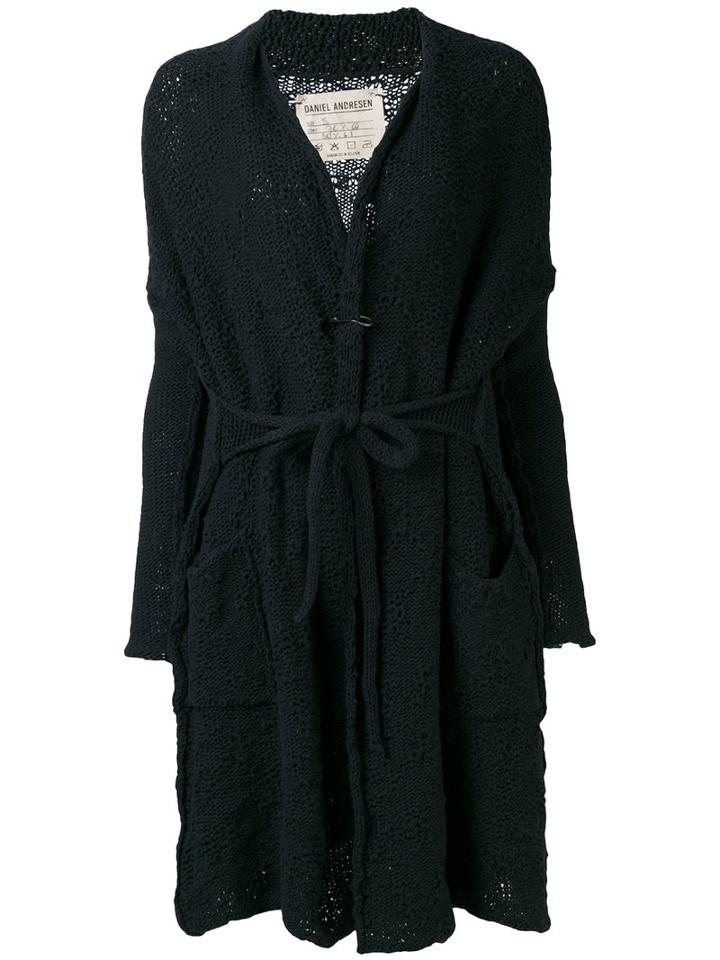 Daniel Andresen - Kavan Belted Cardigan - Women - Cotton/linen/flax - M, Blue, Cotton/linen/flax