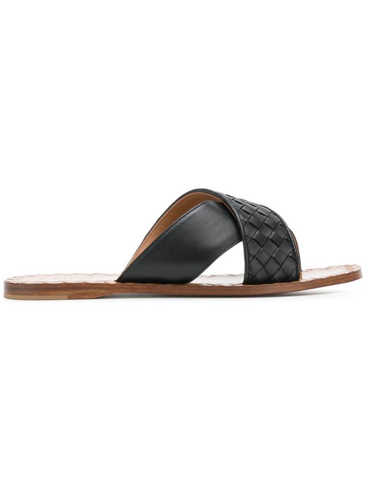 Bottega Veneta Intrecciato Woven Sandals - Black