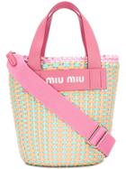 Miu Miu Woven Logo Tote Bag - Pink & Purple