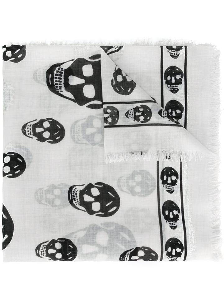 Alexander Mcqueen 'skull' Scarf, Women's, White, Modal/silk
