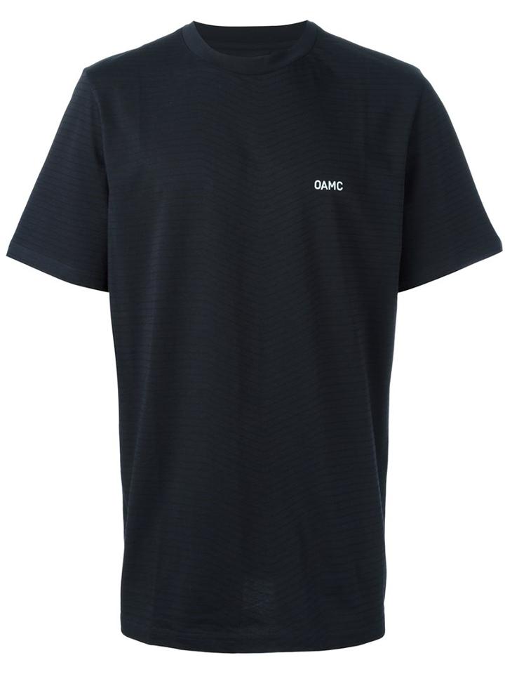 Oamc Logo Print T-shirt, Men's, Size: Medium, Blue, Cotton