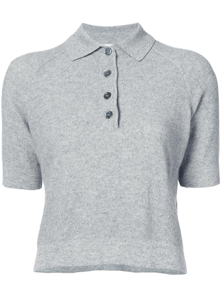 Oscar De La Renta Knitted Polo Top - Grey