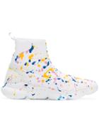 Msgm Paint-splatter Sock Sneakers - White