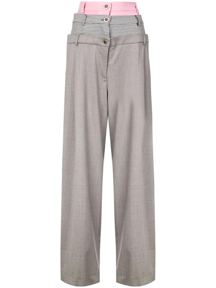 Natasha Zinko Layered Style Trousers - Grey/pink/black-white